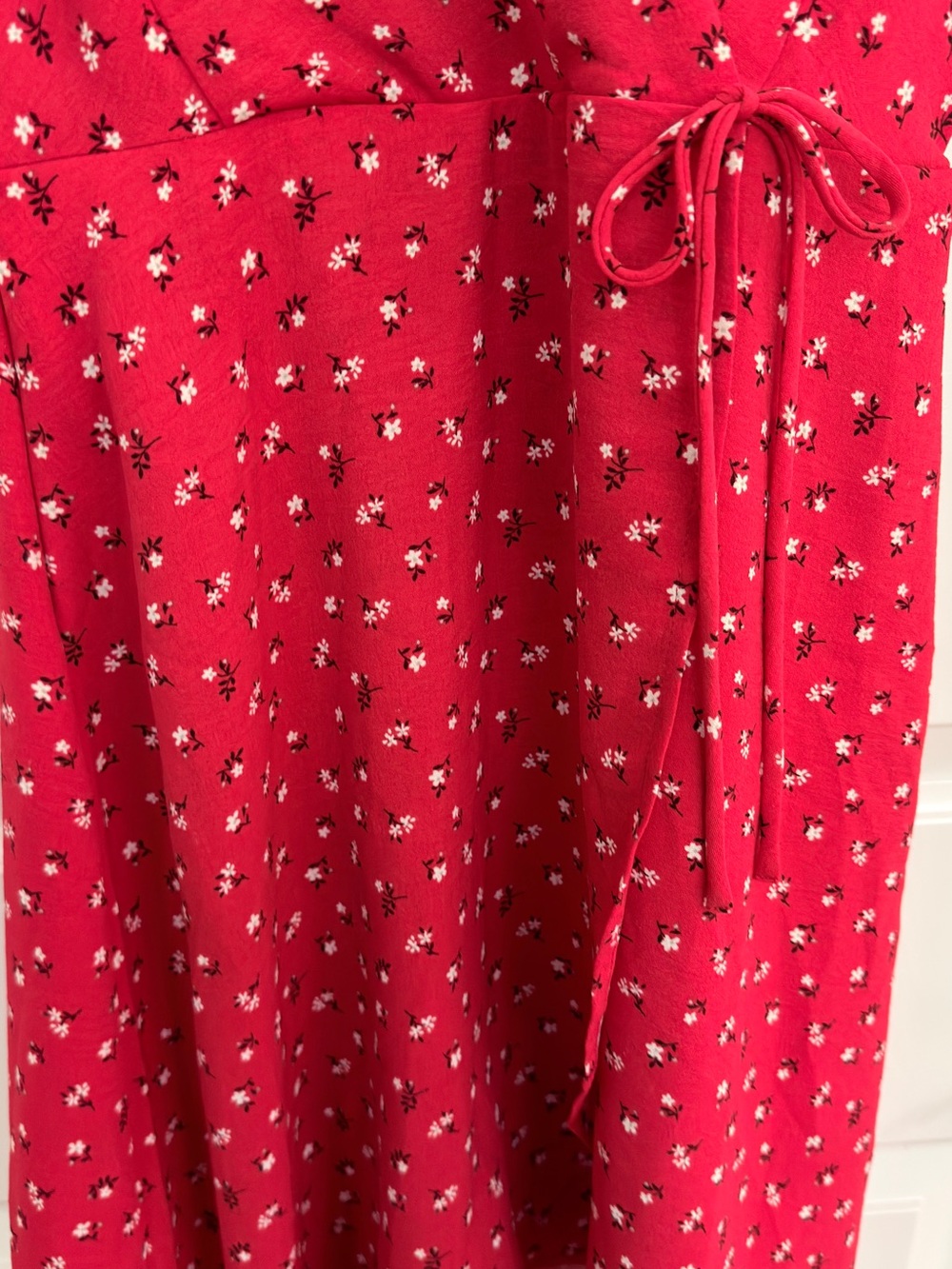 Monteau Red Floral Wrap Mini Dress - Picture 6 of 6